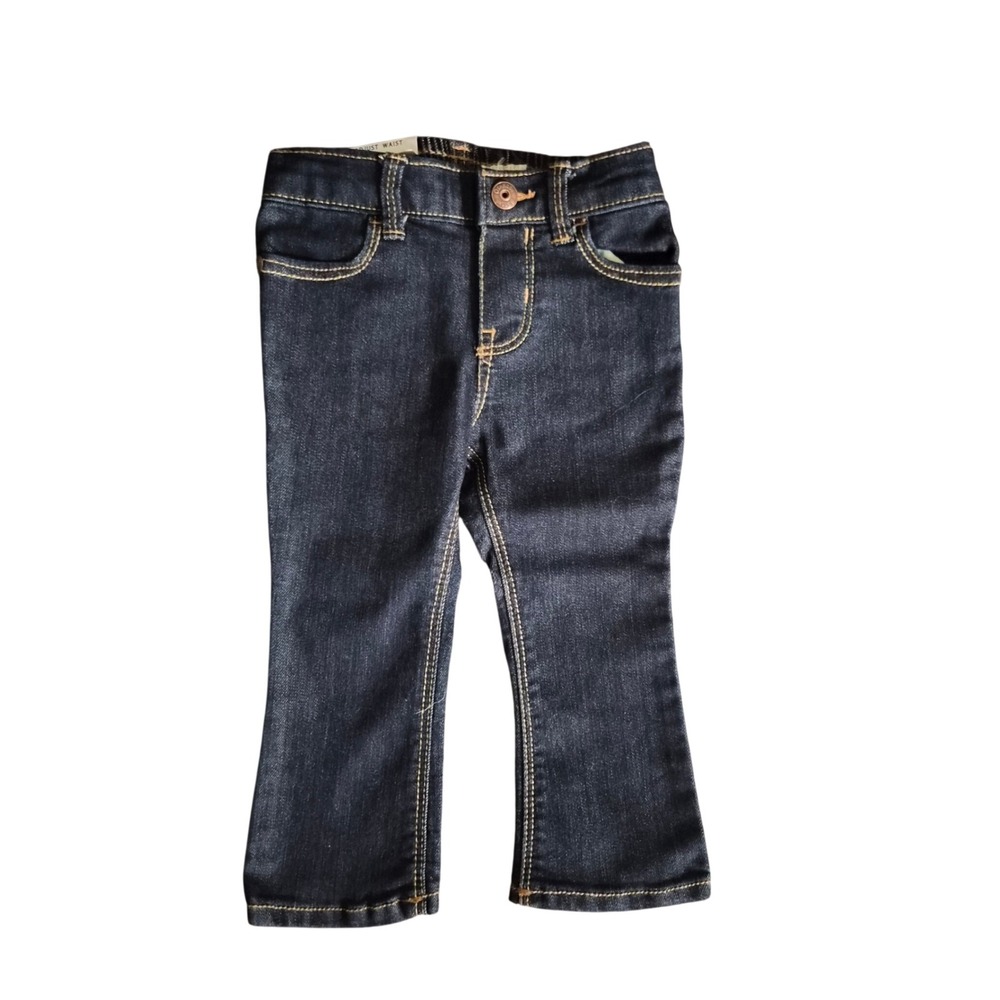 OshKosh Bgosh Baby Girl Bootcut Jeans Dark Wash Adjustable Waist 12M NWT